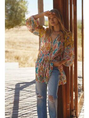 Anthropologie Maureen Babydoll Tunic Blouse Sz Small
